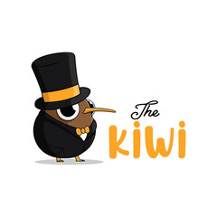 Unique Kiwi Bird cartoon Logo Template