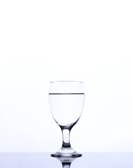 mineral water in a glass isolated white background