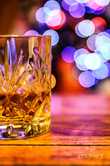 Lead crystal tumbler bokeh lights