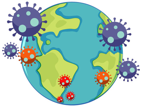 Coronavirus icon with earth globe icon