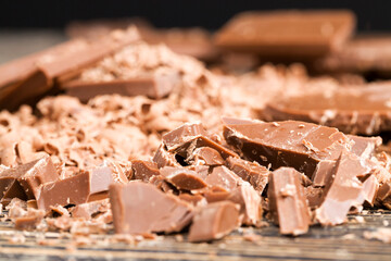 sliced and broken chocolate