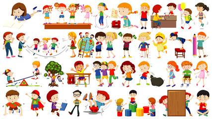 Naklejka premium Set of cute kids cartoon character