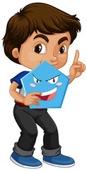 Fototapeta premium Boy holding geometric shape