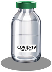 Coronavirus vaccine bottle on white background
