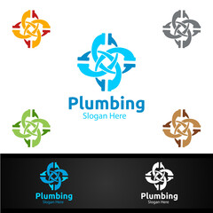 Infinity Plumbing Logo with Water and Fix Home Concept