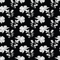 traditional Indian paisley pattern on white and black background