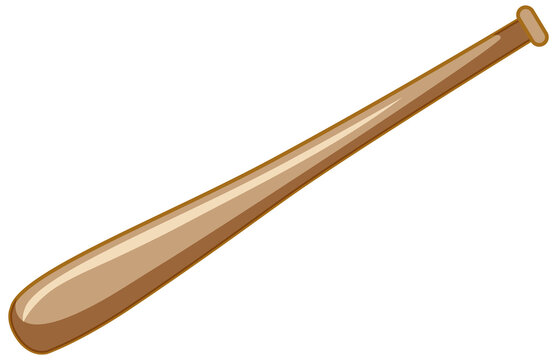 Wood baseball bat cartoon style isolated on white background