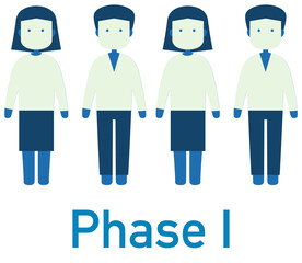 Set of male and female icon with phase 1 logo