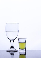mineral water in a glass isolated white background