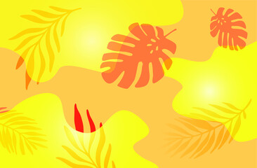 Fototapeta na wymiar Exotic tropical bright colorful background. Minimal summer concept. flat, vector eps 10