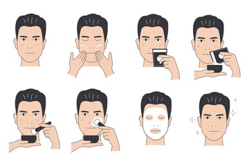 Young man mask her face with facial mask