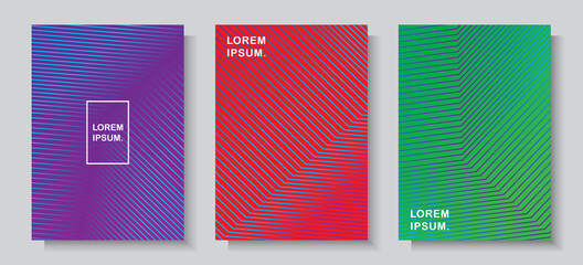 modern cover design set elegant line wave style effect colorful background vector