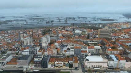 Obraz premium Aveiro, beautiful village. The Venice of Portugal. Aerial Drone Photo