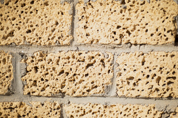  Shell rock bricks. Construction Materials. Building wall.