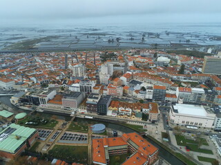 Obraz premium Aveiro, beautiful village. The Venice of Portugal. Aerial Drone Photo