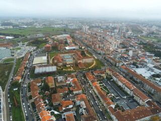 Fototapeta na wymiar Aveiro, beautiful village. The Venice of Portugal. Aerial Drone Photo