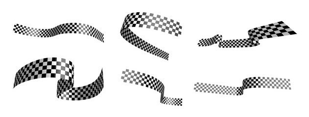 Finish black and white checkered flag waving in the wind divided into layers. Auto and motorcycle races, sports competitions, victory and defeat in sports. Vector