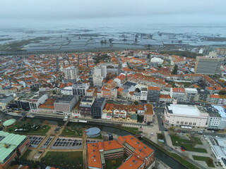 Obraz premium Aveiro, beautiful village. The Venice of Portugal. Aerial Drone Photo
