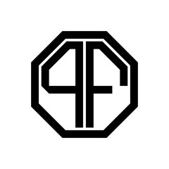 PF initial monogram logo, octagon shape, black color