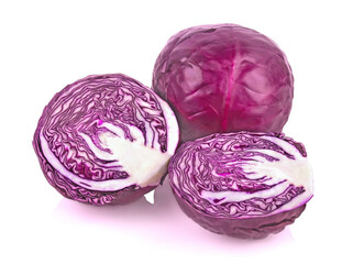 Purple cabbage isolated on white background.