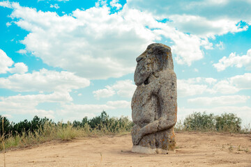 old stone statue in Askania-Nova park