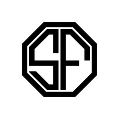SF initial monogram logo, octagon shape, black color