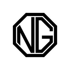 NG initial monogram logo, octagon shape, black color	