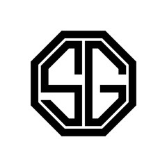 SG initial monogram logo, octagon shape, black color	