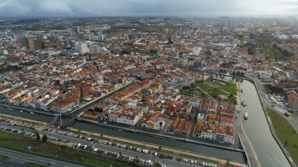 Obraz premium Aveiro, beautiful village. The Venice of Portugal. Aerial Drone Photo
