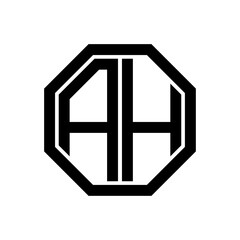 AH initial monogram logo, octagon shape, black color	