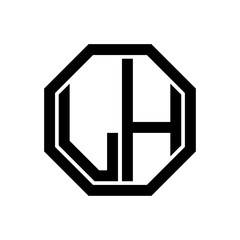 LH initial monogram logo, octagon shape, black color	