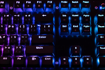 E sport Gaming reb keyboard top view.