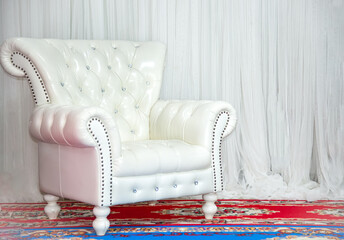 A beautiful white sofa in the living room