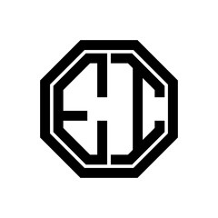 EI initial monogram logo, octagon shape, black color	