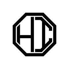 HI initial monogram logo, octagon shape, black color	