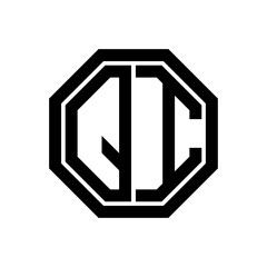 QI initial monogram logo, octagon shape, black color	