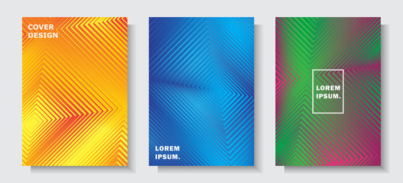 modern luxury cover design set gradation square line style effect colorful background vector