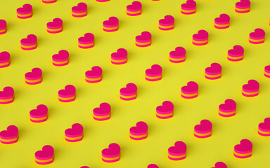 Colored pattern with hearts