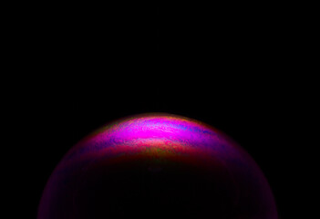 Close-up of soap bubble film in various colors