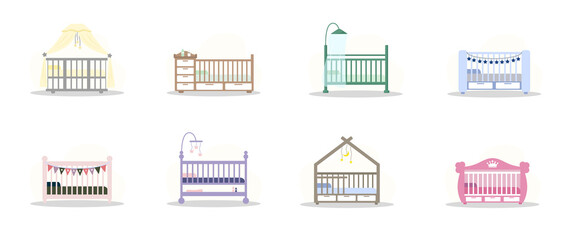 Set of cot icons. Simple element from baby things icons collection. Creative baby cradle for ui, ux, apps, software and infographics. Vector illustration in flat style.