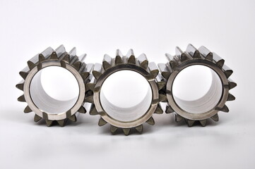 Gears on a white background.