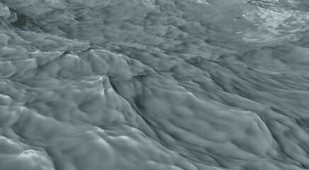 3D illustration aerial view With the background of ocean waves, blue ocean waves, abstract ocean movements, dark tones give a powerful and scary feeling for publication and website design