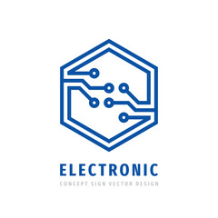 Electronic technology concept logo design. Digital data logo sign. Block chain global network logo symbol. Vector illustration. 