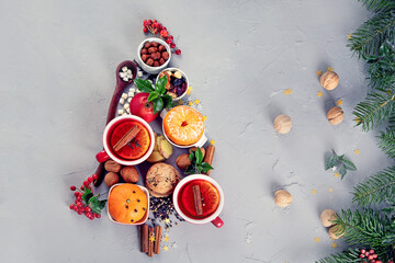 Christmas Tree made of holiday food