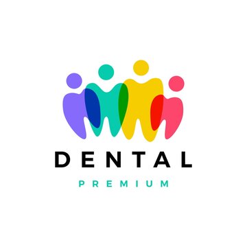 dental tooth teeth people family team community logo vector icon illustration