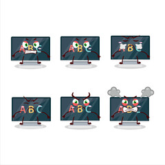 Fototapeta premium Alphabet on monitor cartoon character with various angry expressions