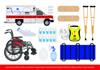 vector illustration of medical healthcare tools and equipment 