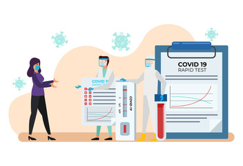 Two doctors are giving the results of a rapid test to a woman