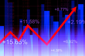 Stock market and forex trading graph concept for financial investment or Economic trends business idea and all artwork design. Abstract finance background blue