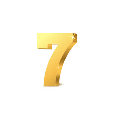 Shiny metallic golden seven number mockup realistic vector illustration isolated.